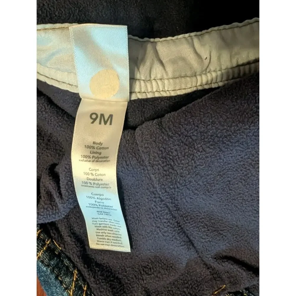 Oshkosh Denim Jean Overalls Fleece Warm Lined Infant Boys 9M Jumper Pants